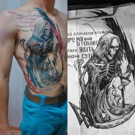 Татуировка смерти на груди